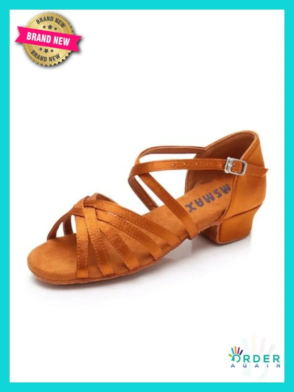 Girls Satin Latin Dance Shoes Low Heel Salsa Sandals Suede Sole